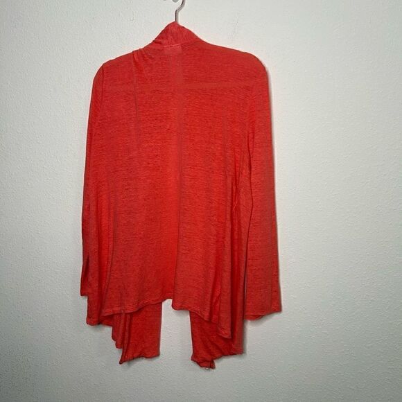J Jill Women’s Coral Linen Open Front Cardigan Size L - Picture 9 of 15